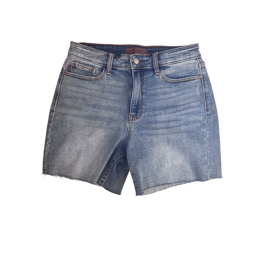 Judy Blue Womens High‎ Rise Raw Hem Denim Shorts Medium Wash JB15276LT-CO Size L